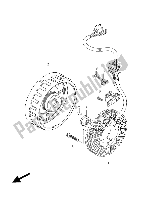 All parts for the Magneto of the Suzuki LT A 750X Kingquad AXI 4X4 Limited 2008