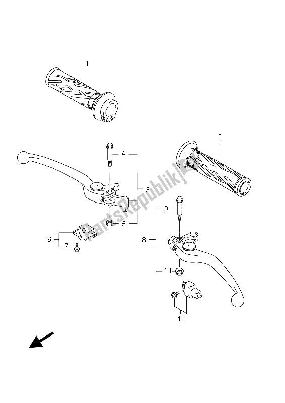 All parts for the Handle Lever of the Suzuki GSX 1300R Hayabusa 2012