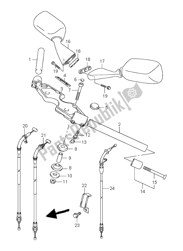 All parts for the Handle Bar of the Suzuki GSX 1300R Hayabusa 2000