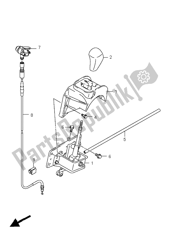 All parts for the Shift Lever of the Suzuki LT A 400F Kingquad 4X4 2008