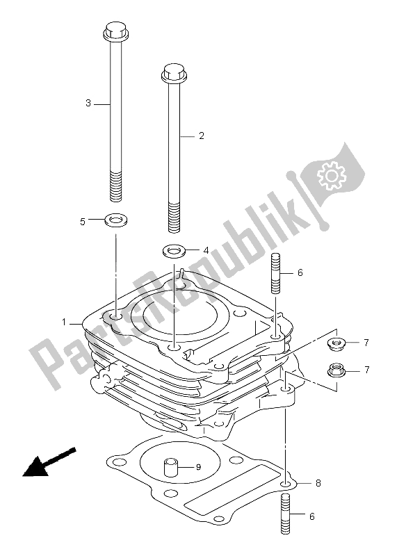 All parts for the Cylinder of the Suzuki DR Z 125 SW LW 2003