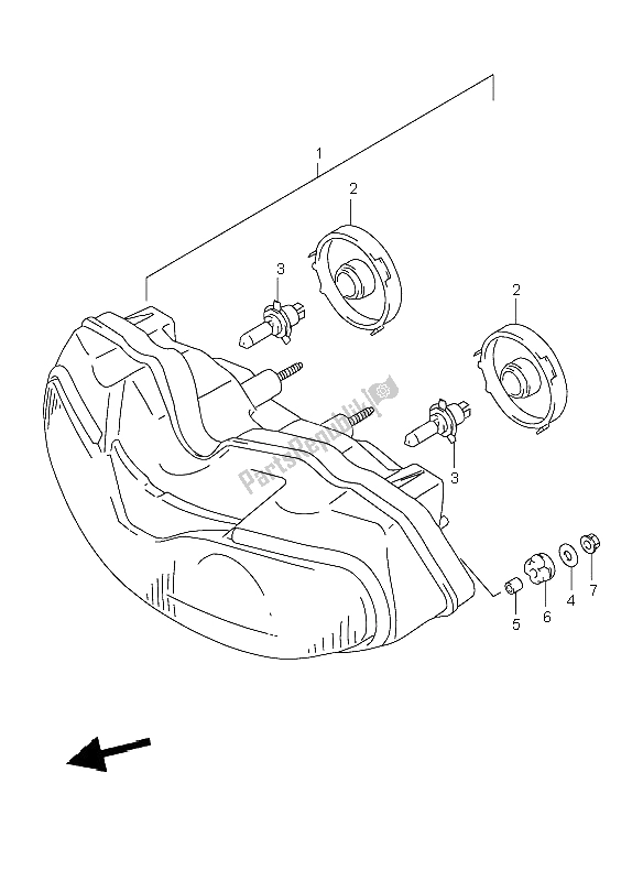 All parts for the Headlamp (e24) of the Suzuki TL 1000R 1999