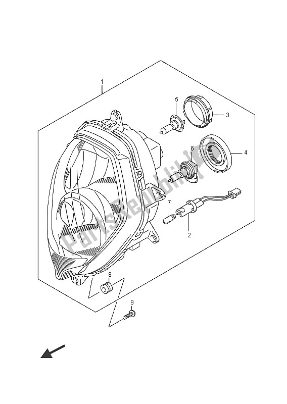 Tutte le parti per il Faro del Suzuki DL 1000A V Strom 2016