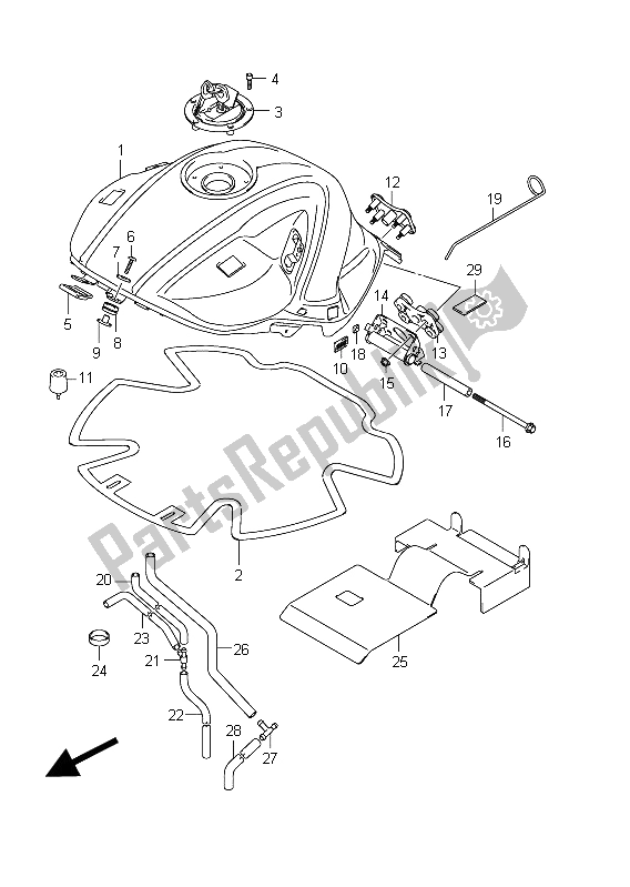 Tutte le parti per il Serbatoio Carburante (sfv650 E21) del Suzuki SFV 650A Gladius 2011