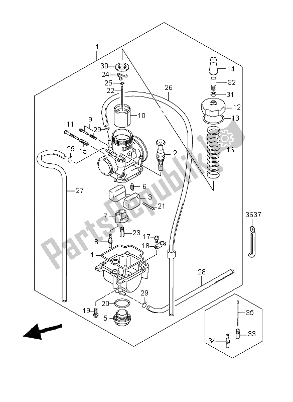 All parts for the Carburetor of the Suzuki RM 85 SW LW 2009