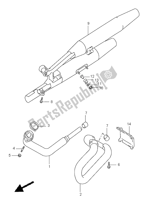 All parts for the Muffler of the Suzuki VZ 800 Marauder 1999