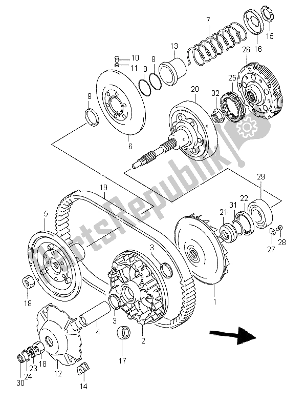 Tutte le parti per il Trasmissione (1) del Suzuki LT A 400F Eiger 4X4 2002