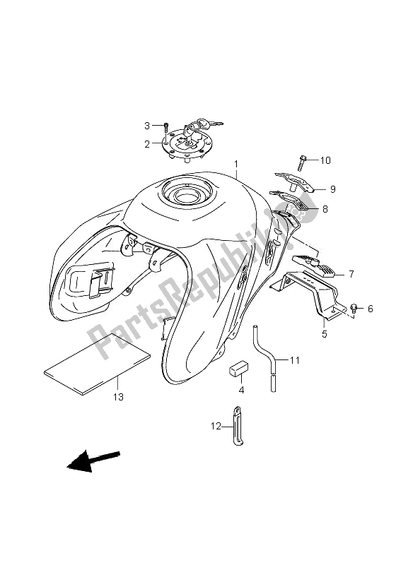 All parts for the Fuel Tank of the Suzuki DL 1000 V Strom 2007