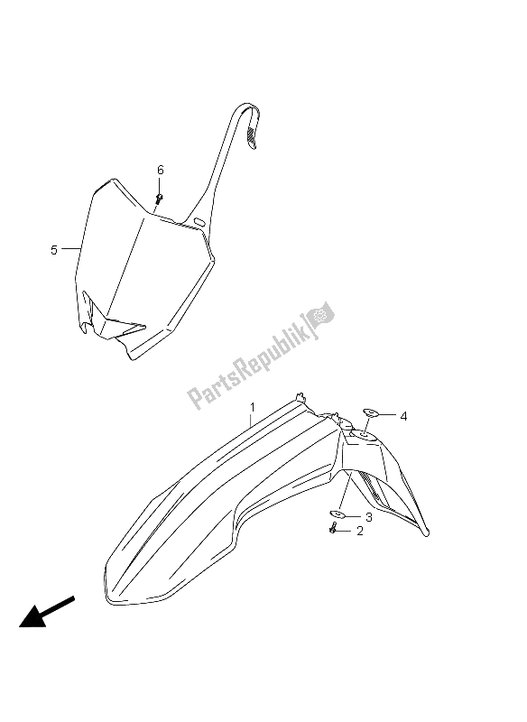 All parts for the Front Fender of the Suzuki RM Z 250 2012