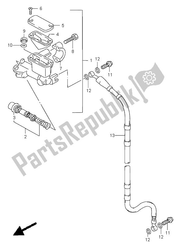 Todas as partes de Cilindro Mestre Dianteiro do Suzuki RM 125 1998