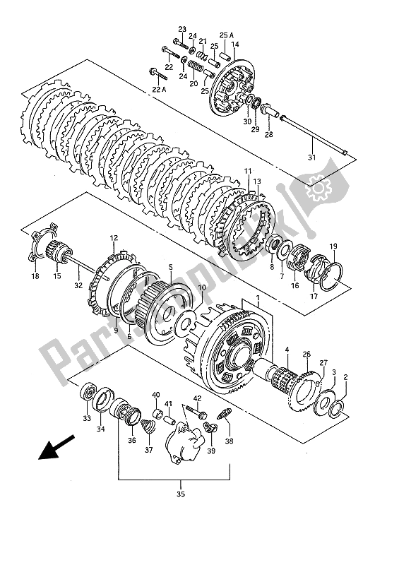 Tutte le parti per il Frizione del Suzuki VS 1400 GLP Intruder 1989