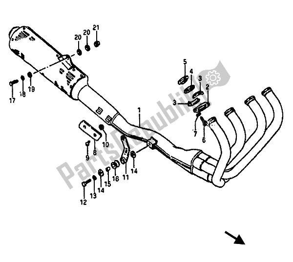 Toutes les pièces pour le Silencieux du Suzuki GSX R 1100 1988