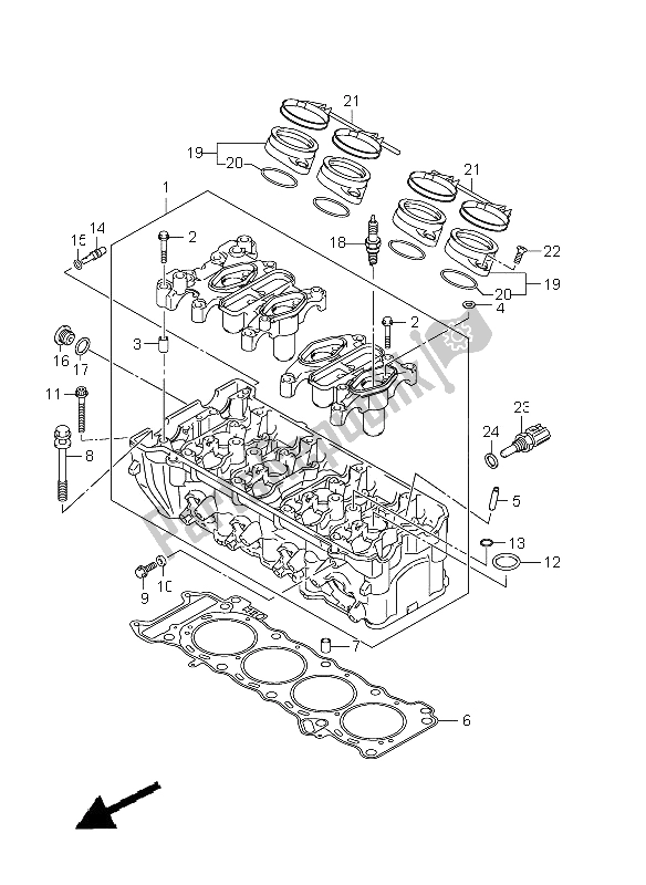 All parts for the Cylinder Head of the Suzuki GSX R 750 2011