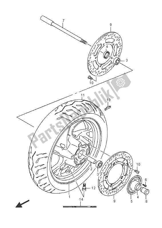 Todas as partes de Roda Dianteira (an400za) do Suzuki Burgman AN 400 ZZA 2016