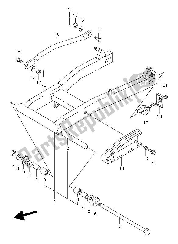 Tutte le parti per il Braccio Oscillante Posteriore del Suzuki VL 250 Intruder 2000