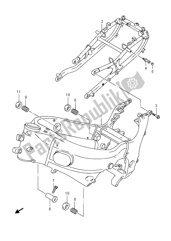 All parts for the Frame of the Suzuki GSX 1300 RA Hayabusa 2014