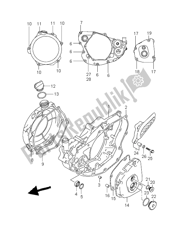 All parts for the Crankcase Cover of the Suzuki RM Z 250 2009