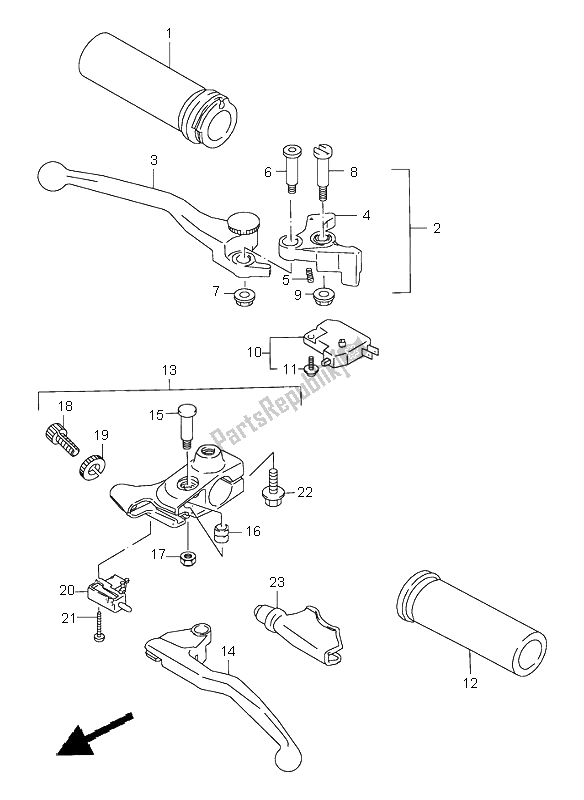 All parts for the Handle Lever of the Suzuki VZ 800 Marauder 2002