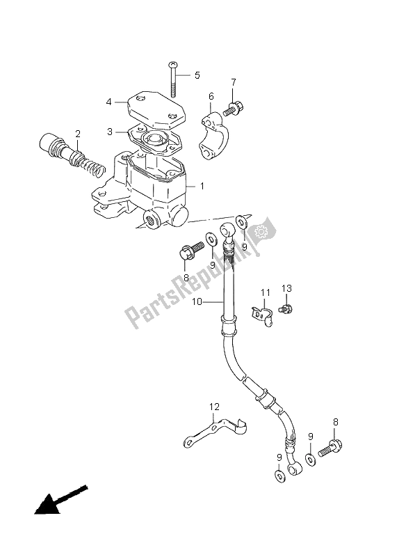 All parts for the Front Master Cylinder of the Suzuki GN 125E 2000