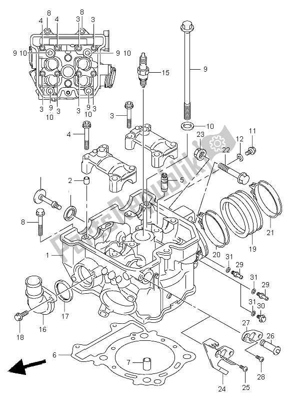 Wszystkie części do G? Owica Cylindra Suzuki DR Z 400E 2002