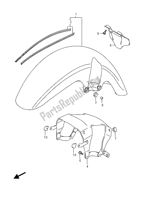 Todas las partes para Guardabarros Delantero de Suzuki VL 1500T Intruder 2015