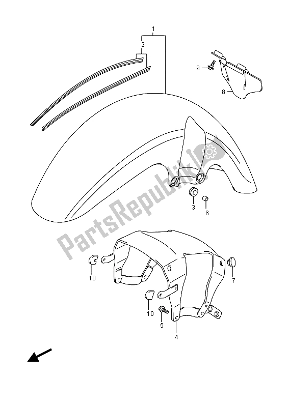 Tutte le parti per il Parafango Anteriore del Suzuki VL 1500T Intruder 2015