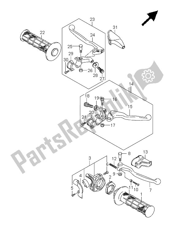 All parts for the Handle Lever of the Suzuki DR Z 125 SW LW 2009