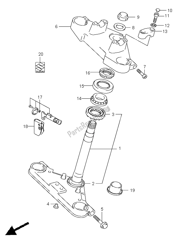 Tutte le parti per il Staffa Forcella Anteriore del Suzuki VL 125 Intruder 2005