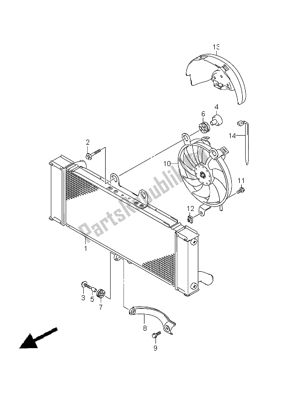 Alle onderdelen voor de Radiator van de Suzuki GSX 650 FA 2011