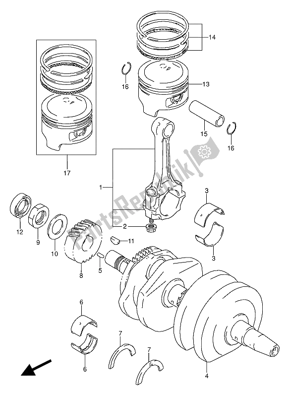 Tutte le parti per il Albero A Gomiti del Suzuki GS 500 EU 1989