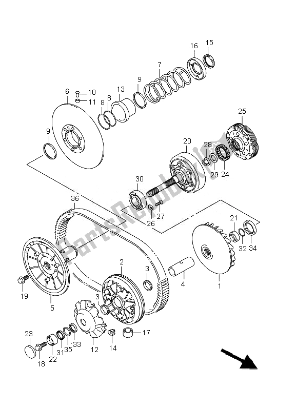 All parts for the Transmission (1) of the Suzuki LT A 450 XZ Kingquad 4X4 2010