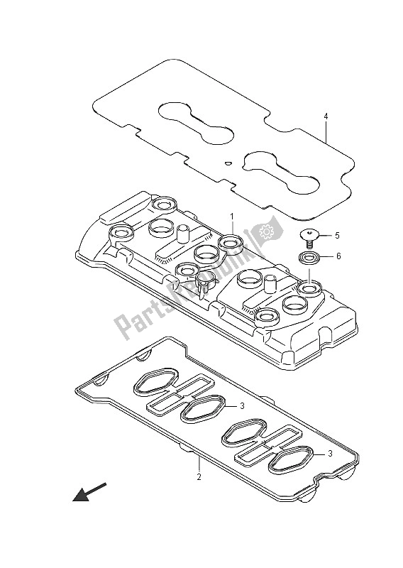All parts for the Cylinder Head Cover of the Suzuki GSX R 600 2016