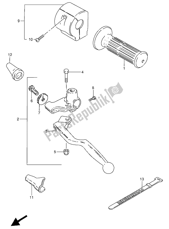 All parts for the Handle Switch of the Suzuki GN 250 1990