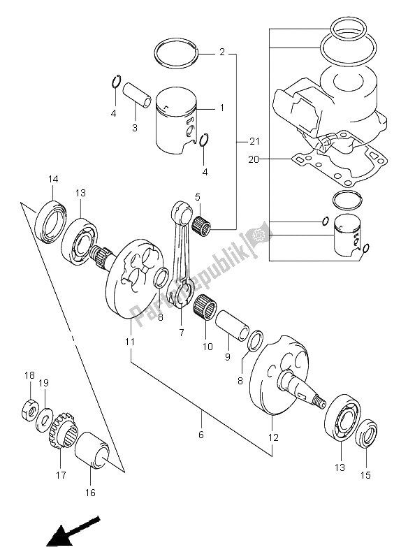 All parts for the Crankshaft of the Suzuki RM 85 SW LW 2004