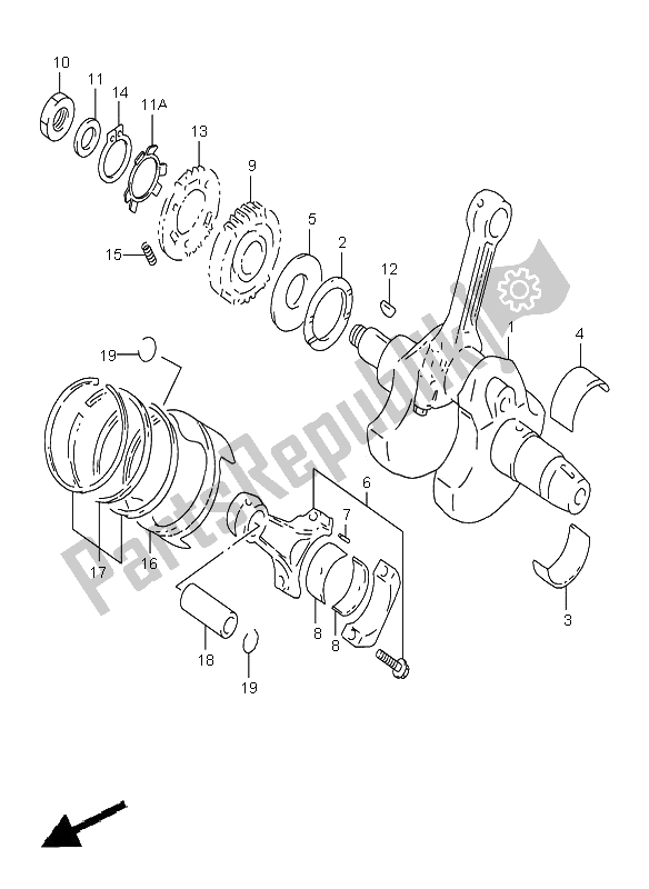 All parts for the Crankshaft of the Suzuki TL 1000S 2001