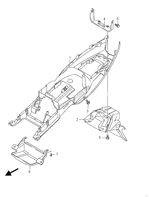 All parts for the Rear Fender (gsf650u) of the Suzuki GSF 650 Sasa Bandit 2011