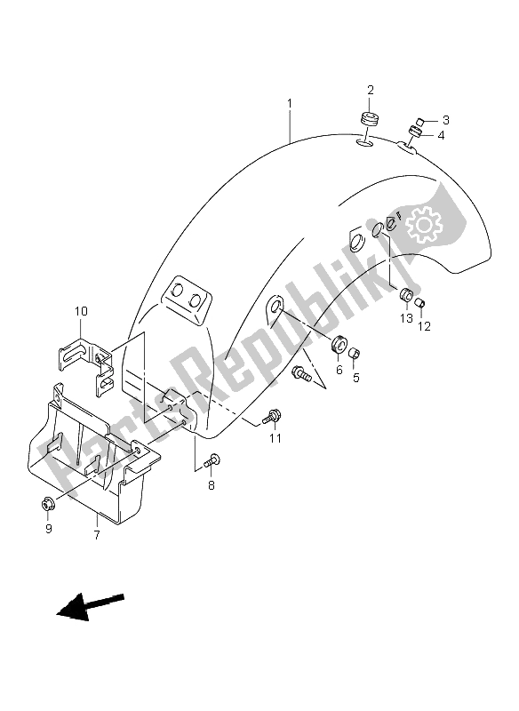 Tutte le parti per il Parafango Posteriore del Suzuki VL 125 Intruder 2003
