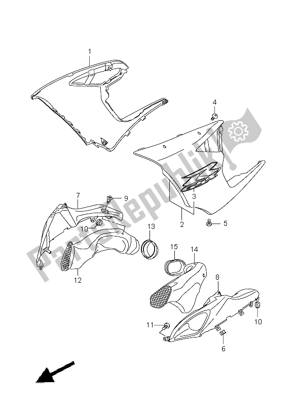 All parts for the Side Cowling of the Suzuki GSX R 1000 2005