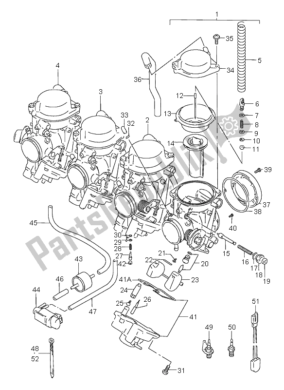 All parts for the Carburetor of the Suzuki GSX R 750 1996