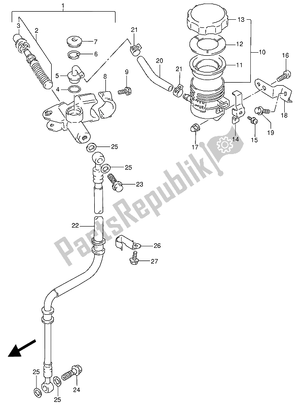 Todas as partes de Cilindro Mestre Dianteiro do Suzuki RG 125 FU 1994