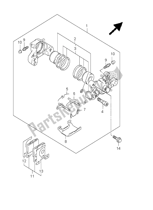 All parts for the Rear Caliper of the Suzuki GSF 1200 NS Bandit 2002