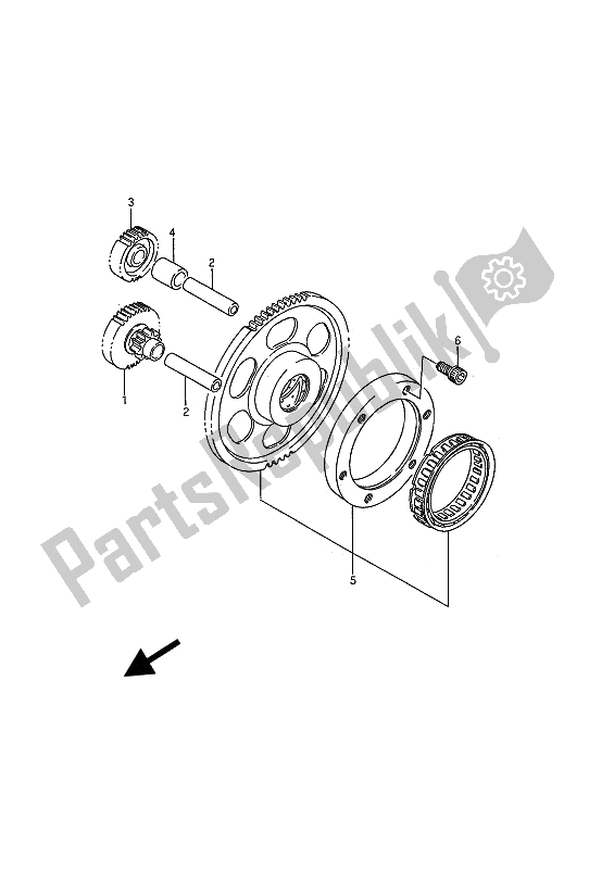Alle onderdelen voor de Starterkoppeling van de Suzuki VS 1400 Glpf Intruder 1990