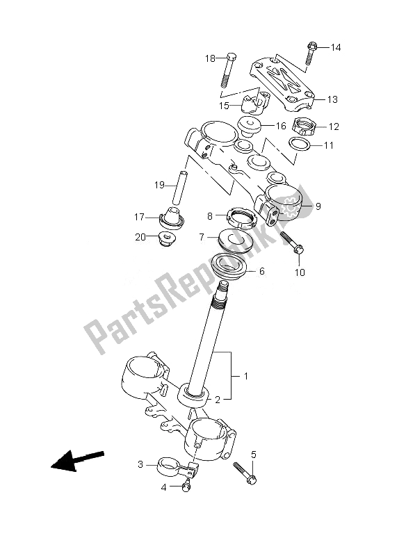 All parts for the Steering Stem of the Suzuki RM 125 2007