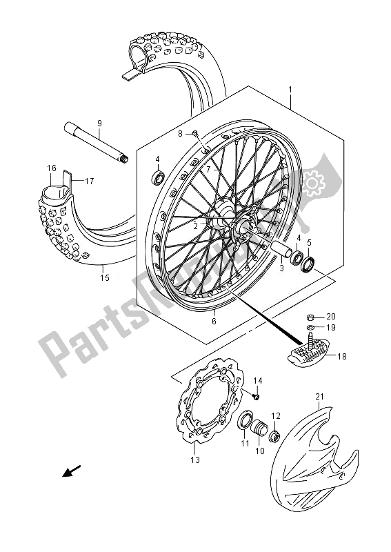 All parts for the Front Wheel of the Suzuki RMX 450Z 2014