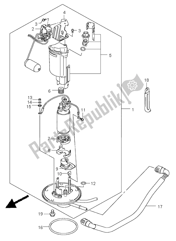 All parts for the Fuel Pump of the Suzuki DL 1000 V Strom 2002