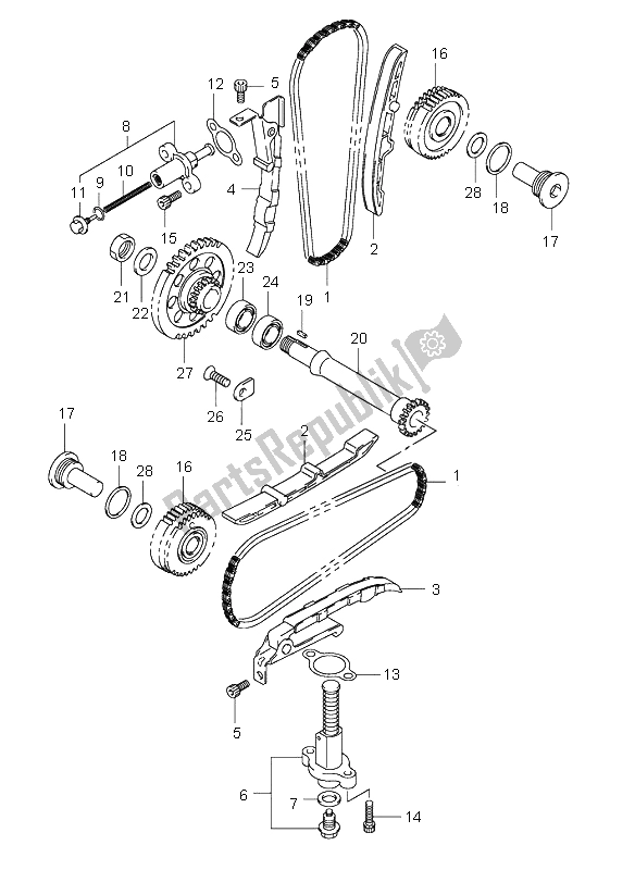 Todas as partes de Corrente De Cam do Suzuki SV 1000 NS 2004