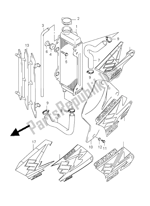 Alle onderdelen voor de Radiator van de Suzuki RM 85 SW LW 2005