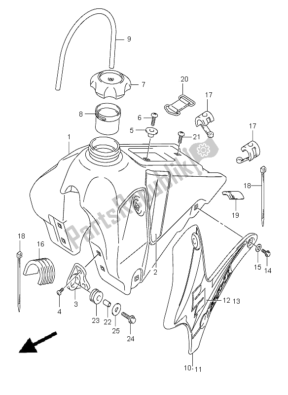 Todas as partes de Tanque De Combustível do Suzuki DR Z 125 SW LW 2005
