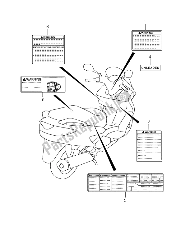 Tutte le parti per il Etichetta del Suzuki UH 125 Burgman 2007