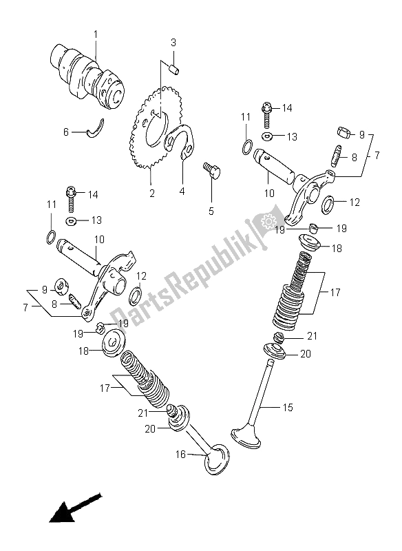 Tutte le parti per il Albero A Camme E Valvola del Suzuki DR 125 SE 2001